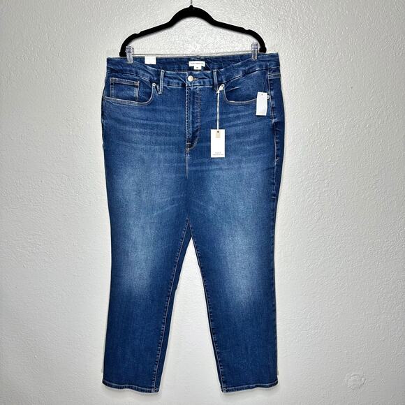 NWT Good American Good Straight Leg Jeans Indigo271 Women 22 - Picture 2 of 10